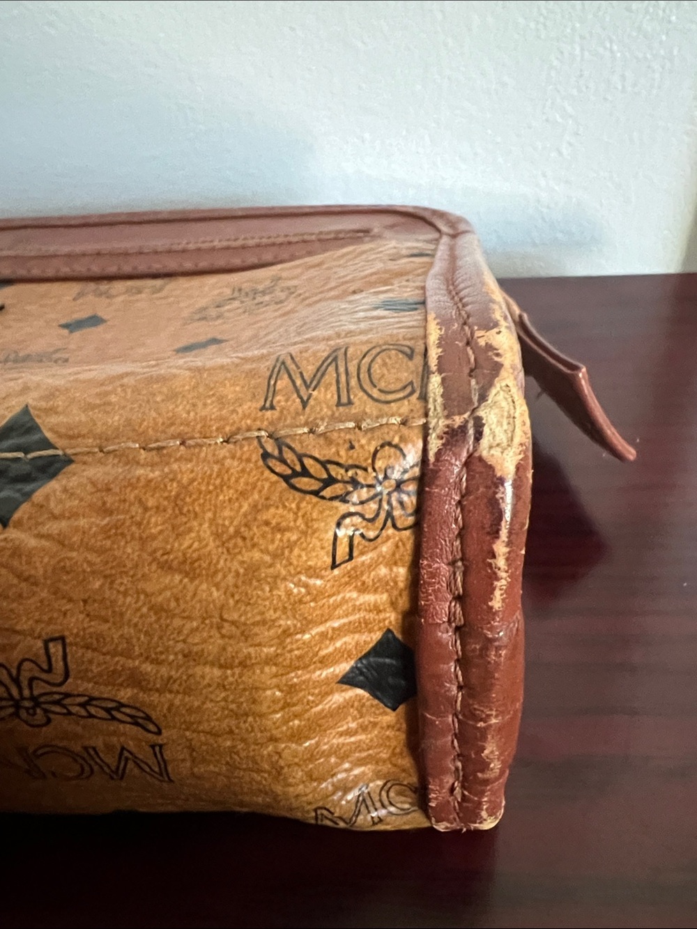 MCM Cognac Visetos Monogram Clutch with Brown Trim - Picture 8 of 15